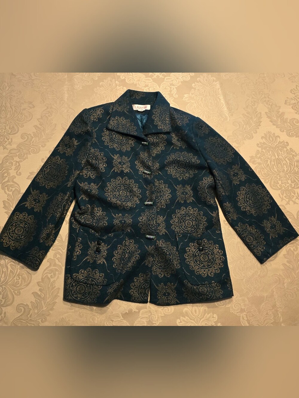 Teal Brocade Medallion Jacket